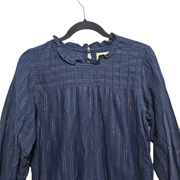Anthropologie Maeve Women’s Reston Blouse Navy Blue Vertical Stripes Siz… - Picture 3 of 10